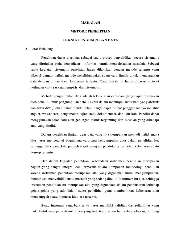 Makalah Bab 7 Teknik Pengumpulan Data | PDF