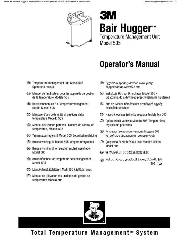 Unidad de Calentamiento 3m Bair Hugger 505 Ops Manual Descargar