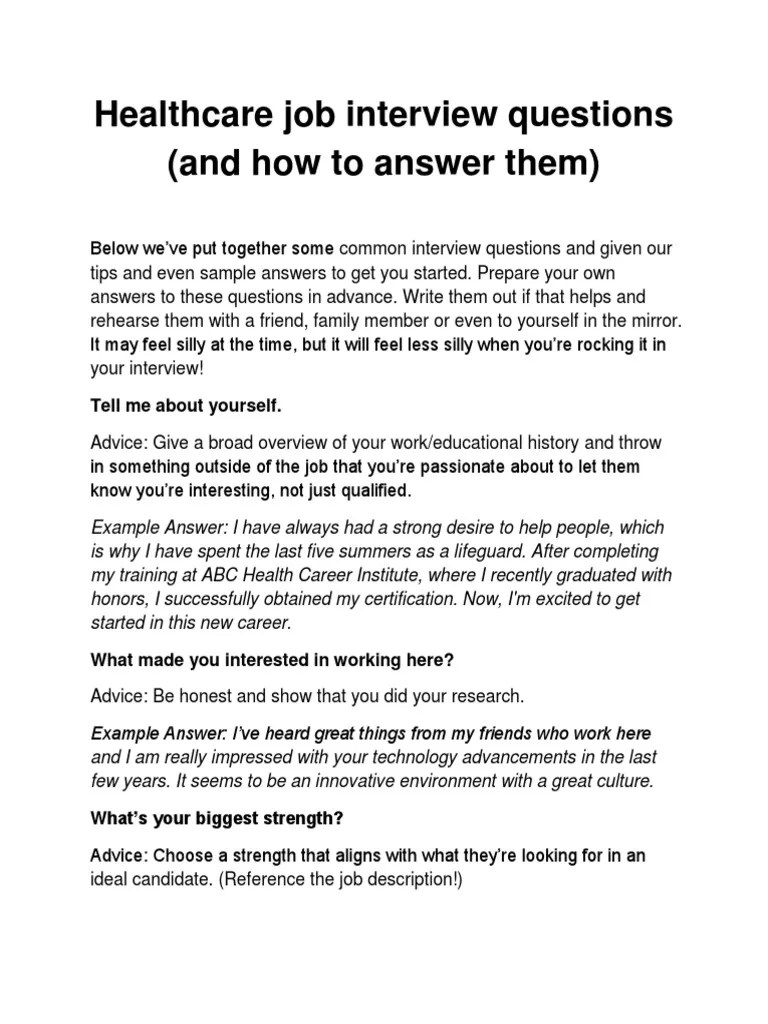 Medical Job Interview Questions and Answers PDF Job Interview