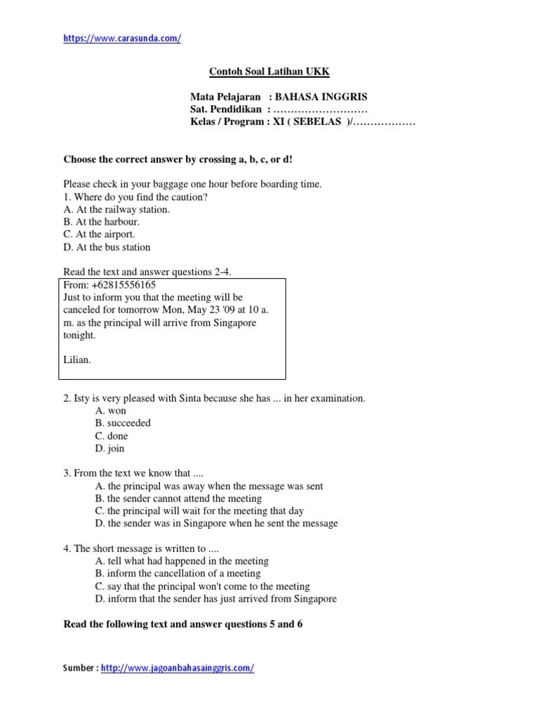 Contoh Soal Fill In The Blank Bahasa Inggris Sma