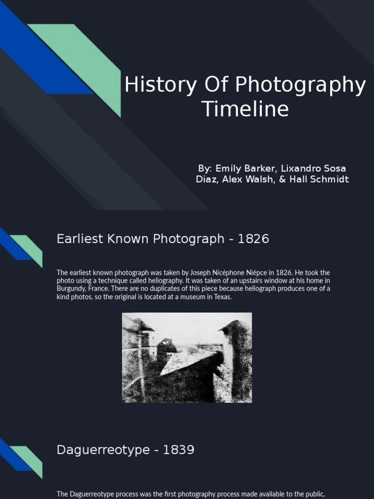 History of Photography Timeline PDF Optical Devices Recording