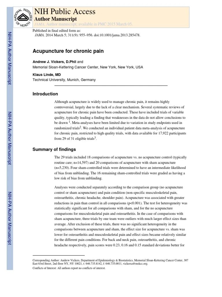 Nihms 579448 PDF Acupuncture Meta Analysis
