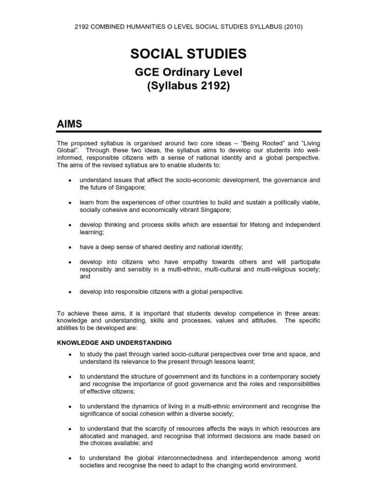 Social Studies Syllabus Governance National Security