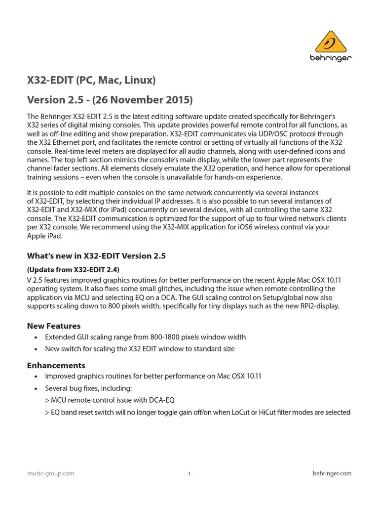 X32Edit V2.5 PDF Microsoft Windows Linux