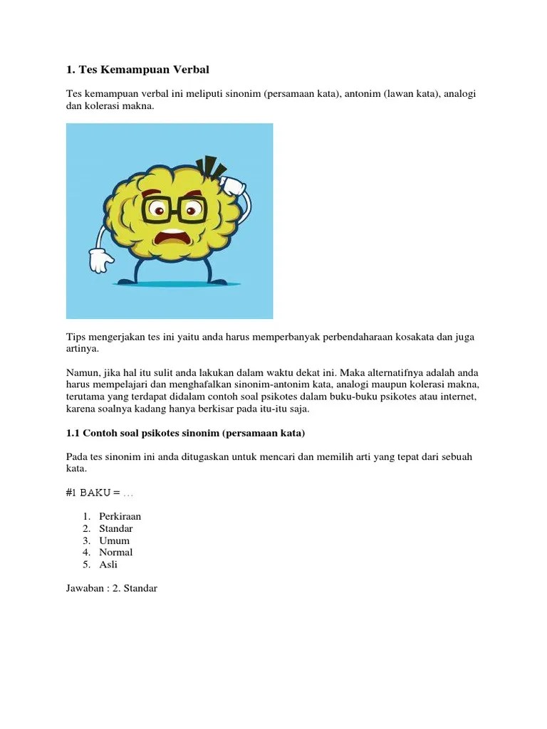 25++ Contoh Soal Psikotes Sinonim Contoh Soal Terbaru
