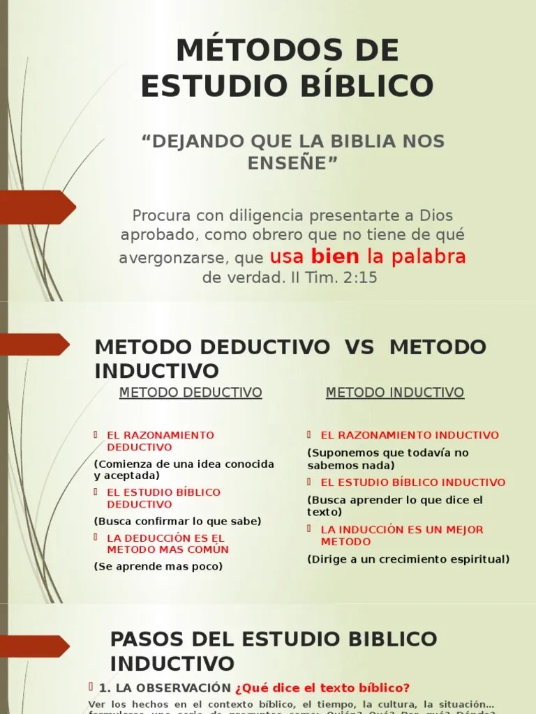 Métodos de Estudio Bíblico Razonamiento inductivo Biblia