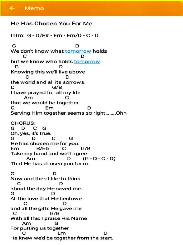 He Has Chosen You For Me | PDF