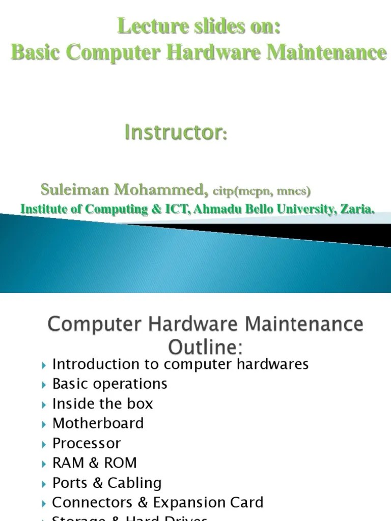 Basic Computer Hardware Maintenance PDF Random Access Memory