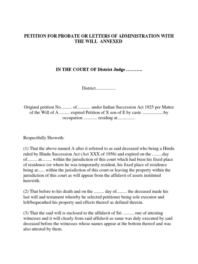 Petition For Probate PDF Will And Testament Probate