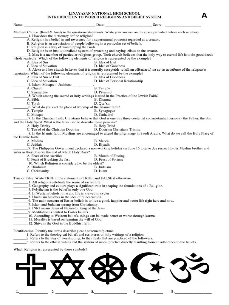 Intro to World Religion Exam Faith God