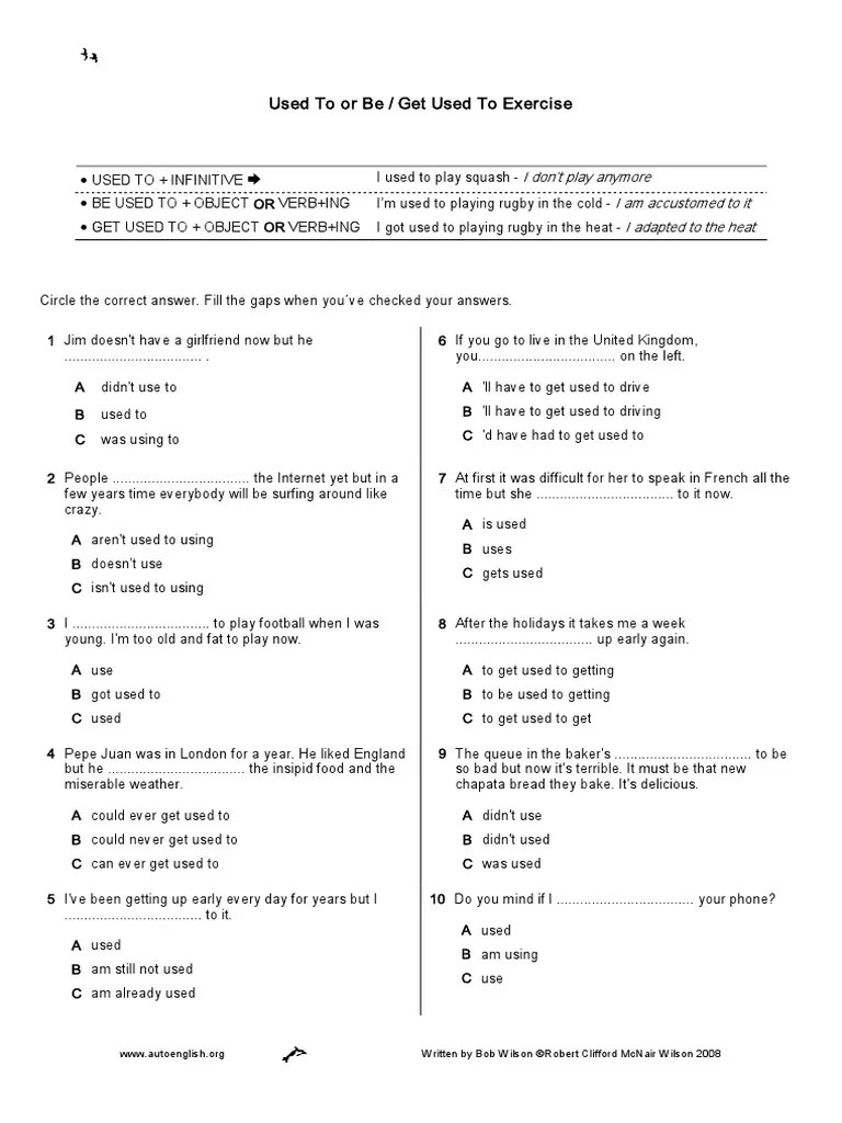 (Get) Used to Exercises 1.pdf Leisure