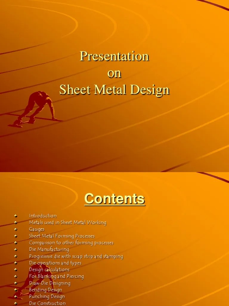 Presentation On Sheet Metal Design PDF Sheet Metal Metalworking