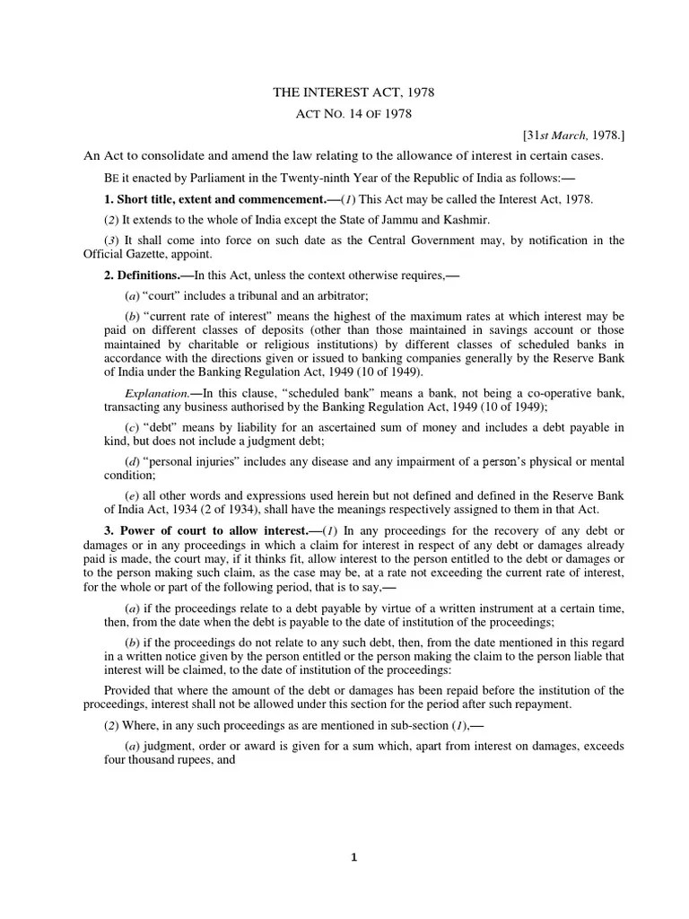 Interest Act 1978 PDF Negotiable Instrument Banks