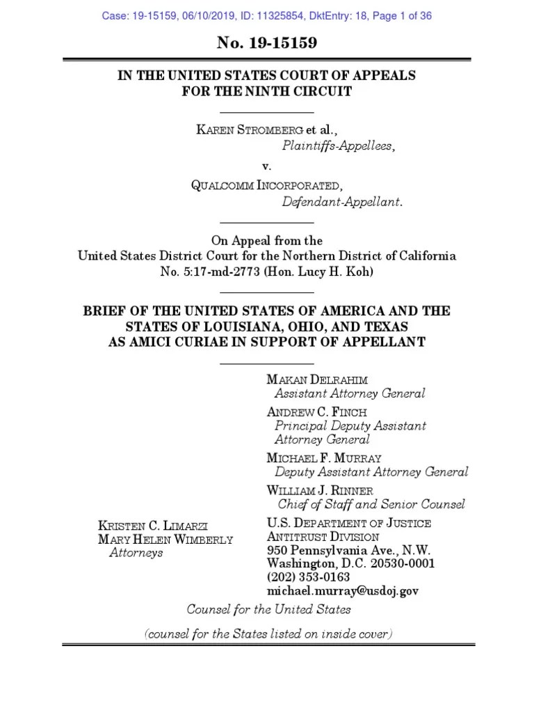 190610 Amicus Brief by USDOJ Texas Ohio Louisiana Government
