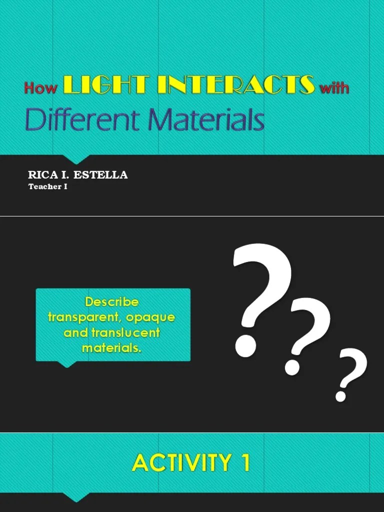 How Does Light Interacts With Different MAterials? PDF Window