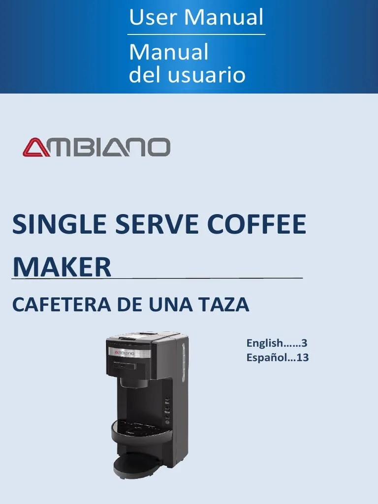 Ambiano Single Serve Coffee Maker PDF Ac Power Plugs And Sockets