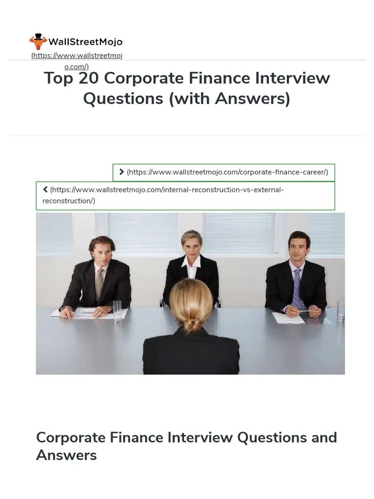 Top 20 Corporate Finance Interview Questions (With Answers) PDF PDF Earnings Per Share