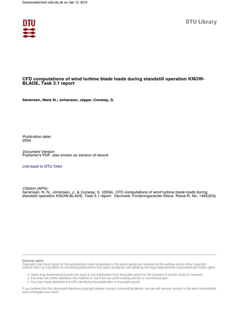 DTU CFD Computations of Wind Turbine Blade Loads During Standstill