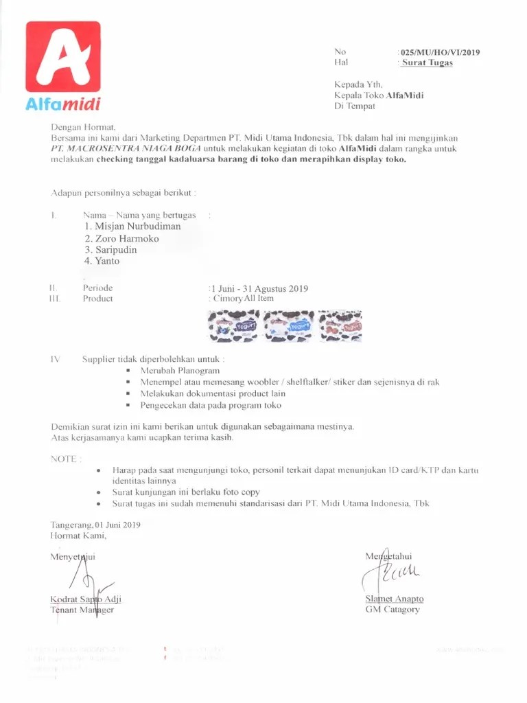 Surat Tugas Alfamidi | PDF