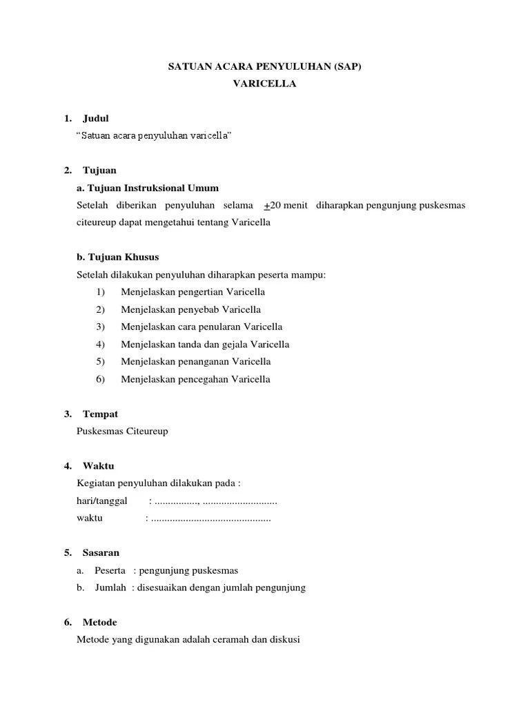 Satuan Acara Penyuluhan Cacar Air | PDF