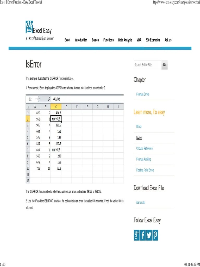 Iserror Excel Easy Microsoft Excel Microsoft