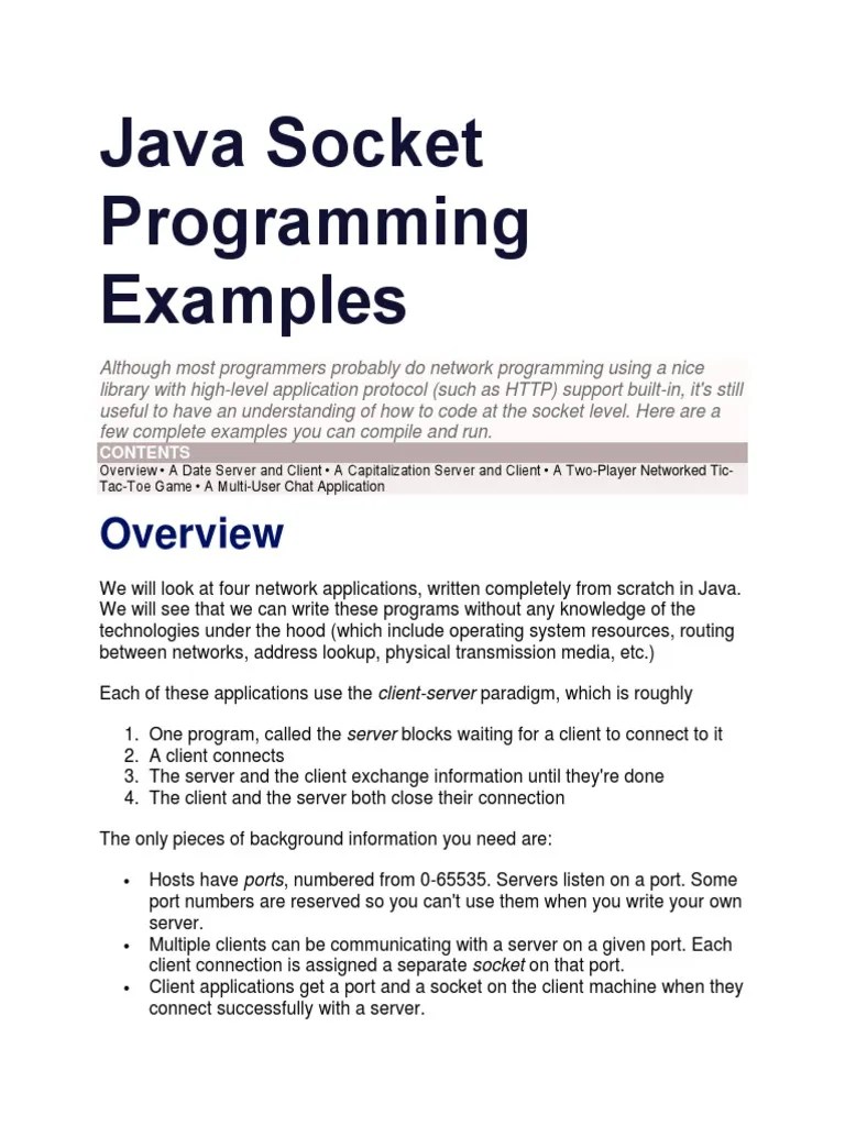 Java Socket Programming Examples PDF Port Networking