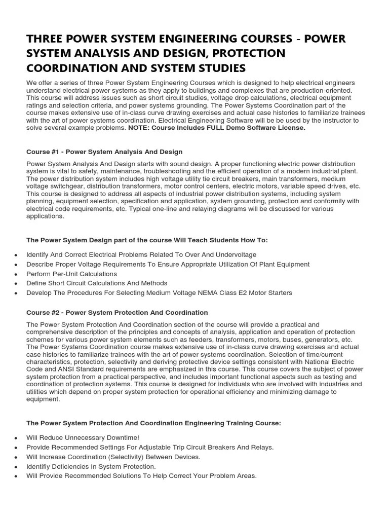 Three Power System Engineering Courses PDF Electric Power System Electric Power