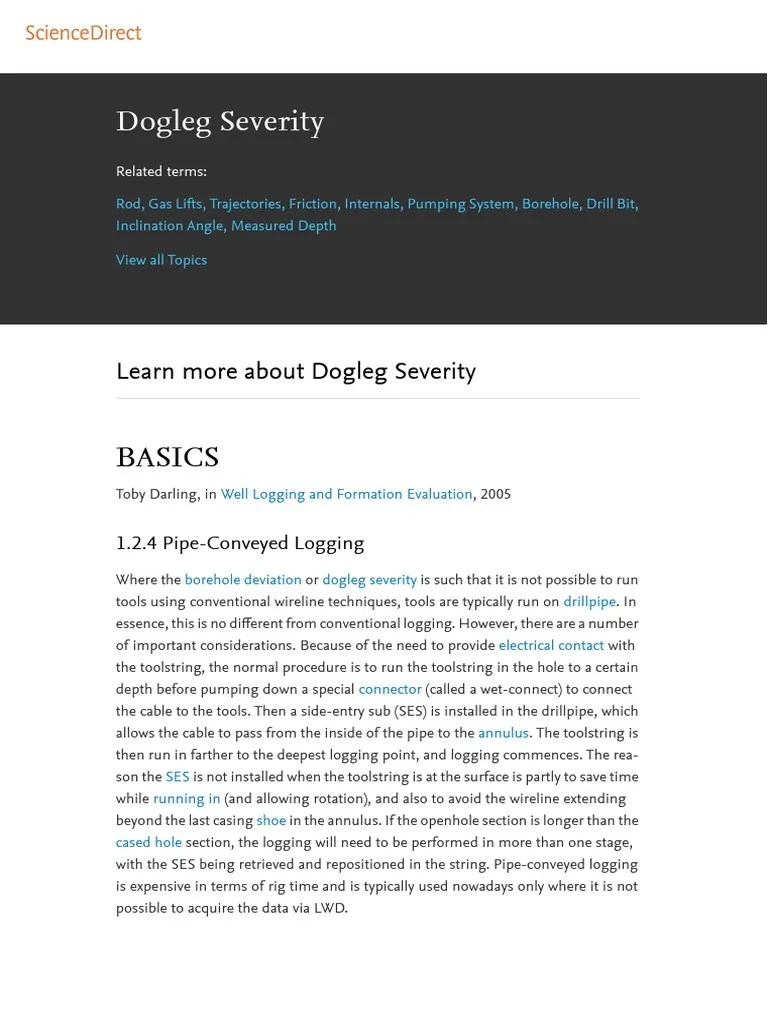 Dog Leg Severity Calculation PDF Casing (Borehole) Oil Well