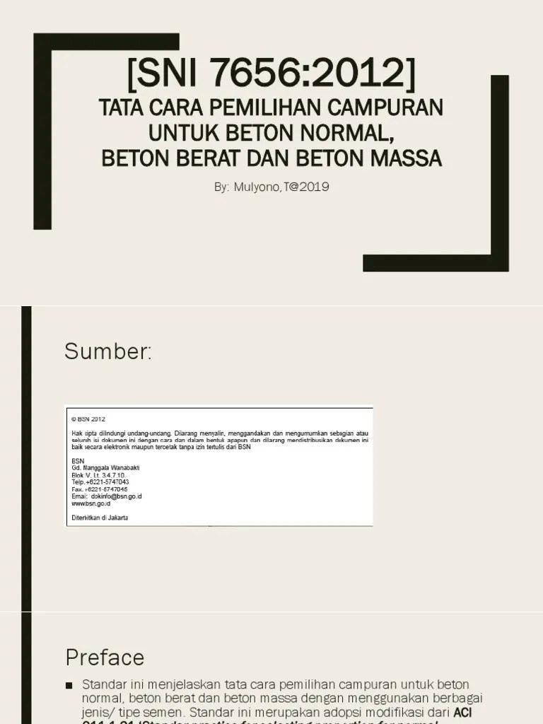 SNI 7656 Rancangan Beton | PDF