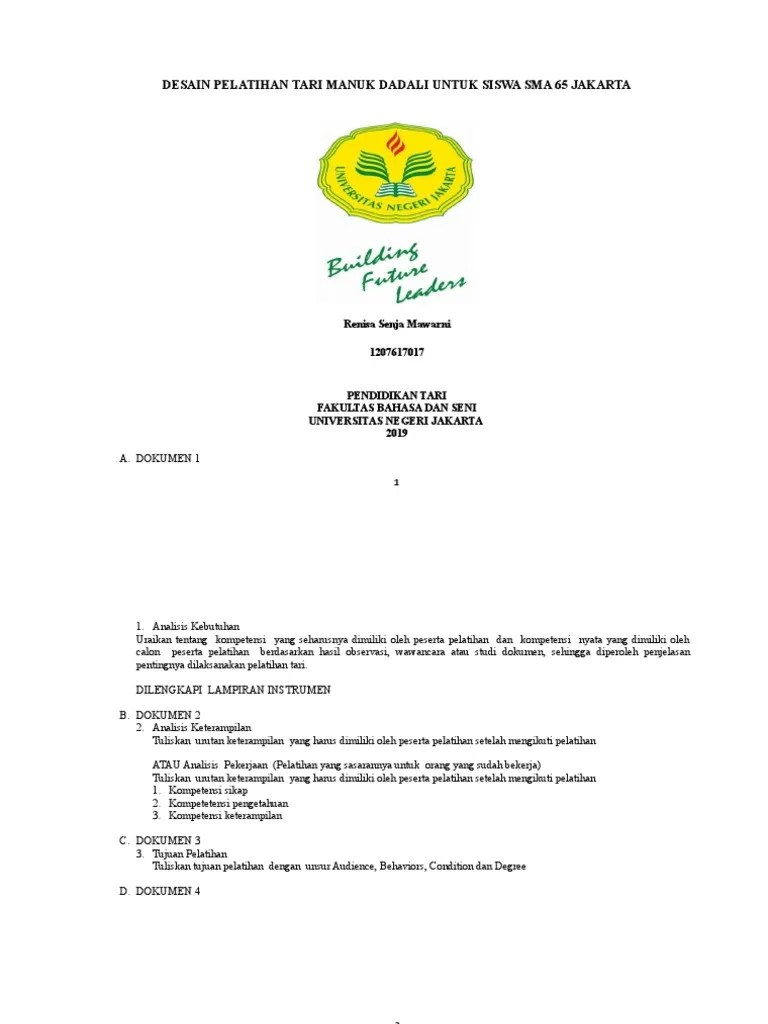 Desain Pelatihan Tari Manuk Dadali | PDF