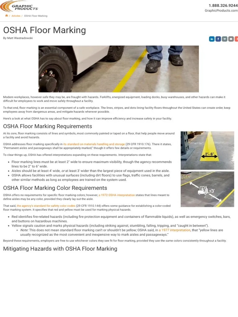OSHA Floor Marking _ Graphic Products Occupational Safety And Health Administration Forklift