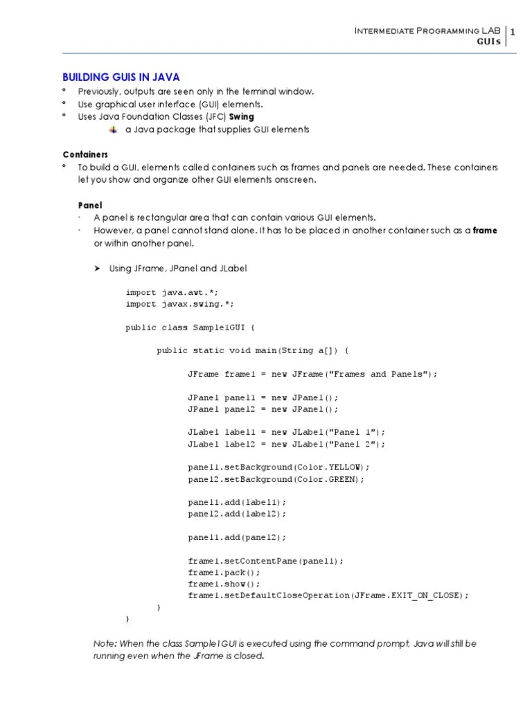 Building Guis in Java Running Even When The Jframe Is Closed PDF