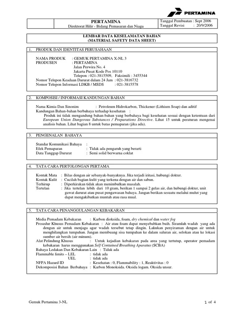 MSDSGrease XNL 3 PDF