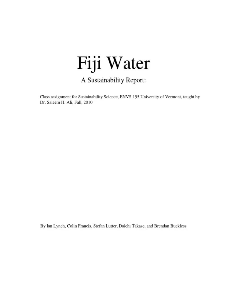 Fiji Water A Sustainability Report PDF Recycling Bottled Water