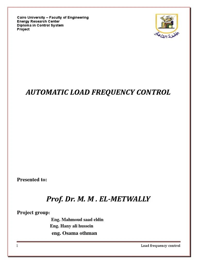 Automatic Load Frequency Control PDF Control Theory Matrix