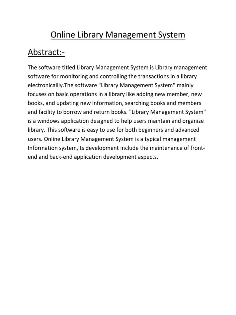 Online Library Management System
