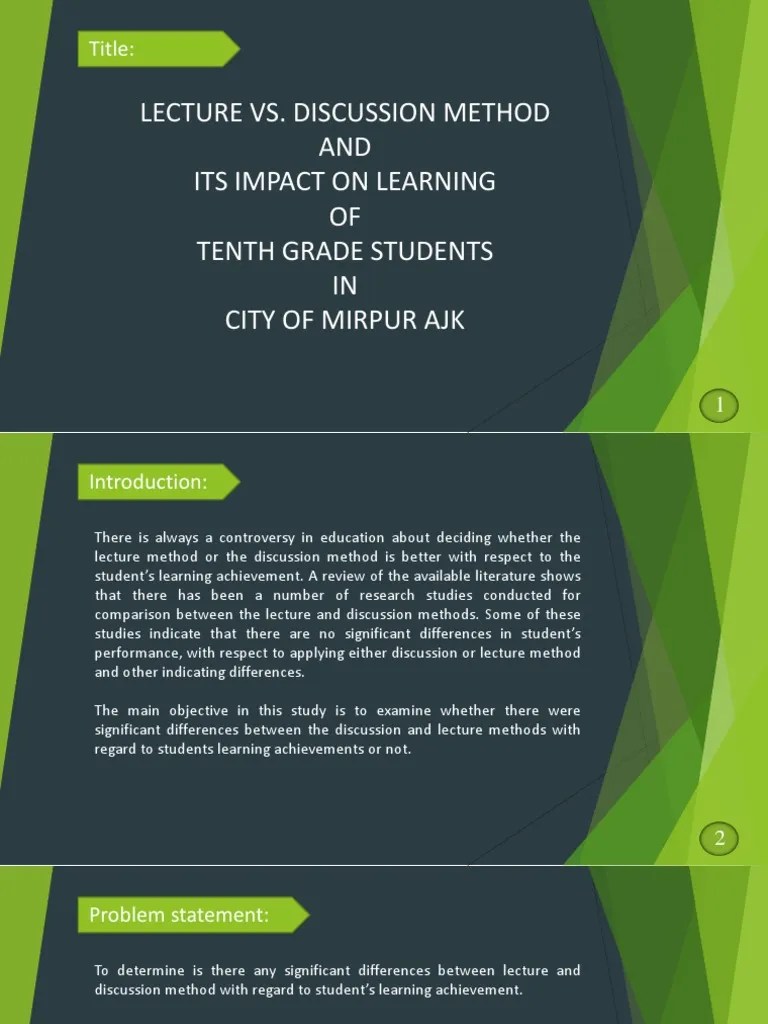 Lecture vs. Discussion Method PDF Teaching Method Experiment