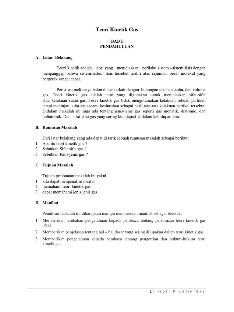 Makalah Teori Kinetik Gas | PDF