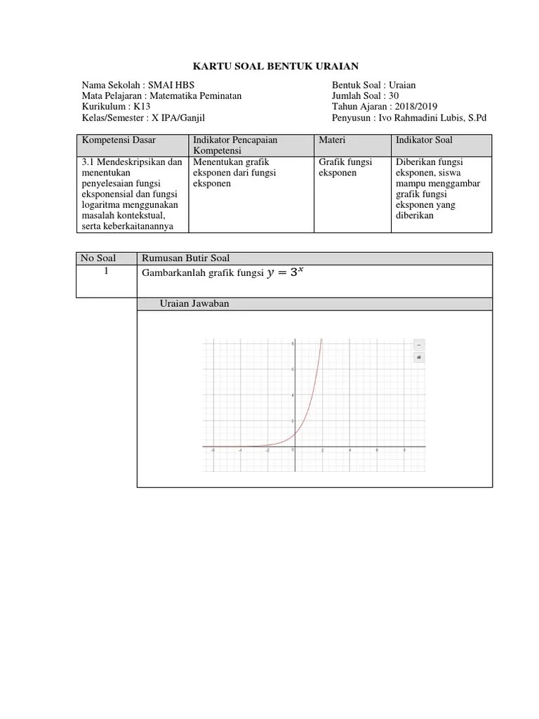 Kartu Soal Ujian Matematika Peminatan Kelas 10 | PDF