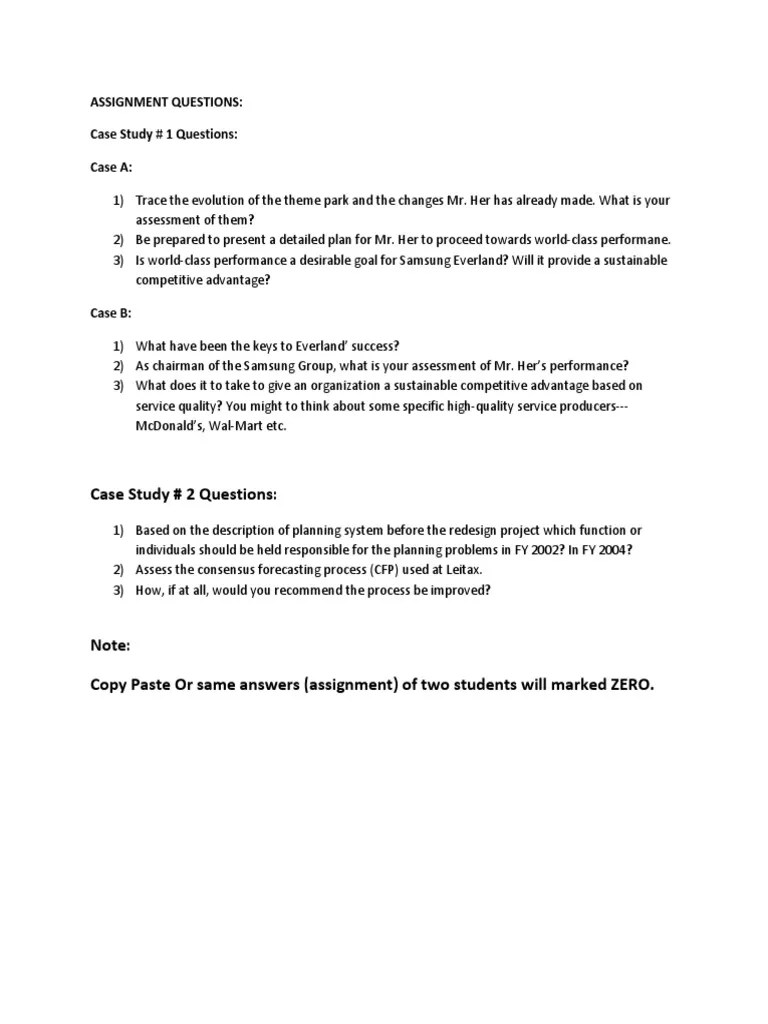 Case Study Questions