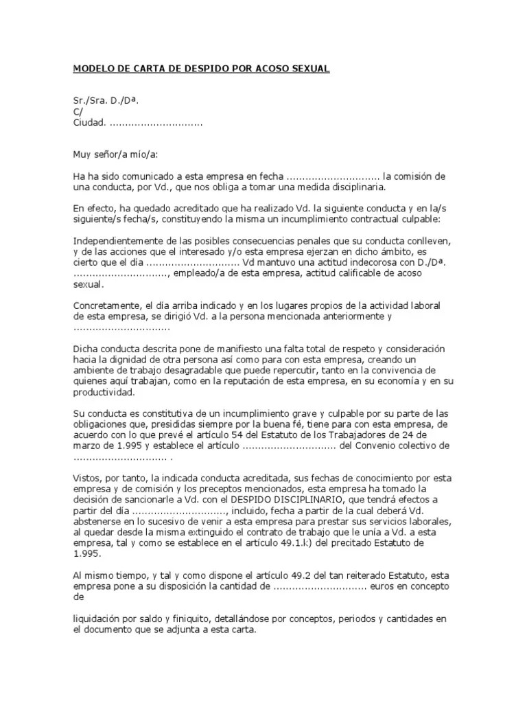 Carta De Acoso Laboral Ejemplo lavozdelmedio