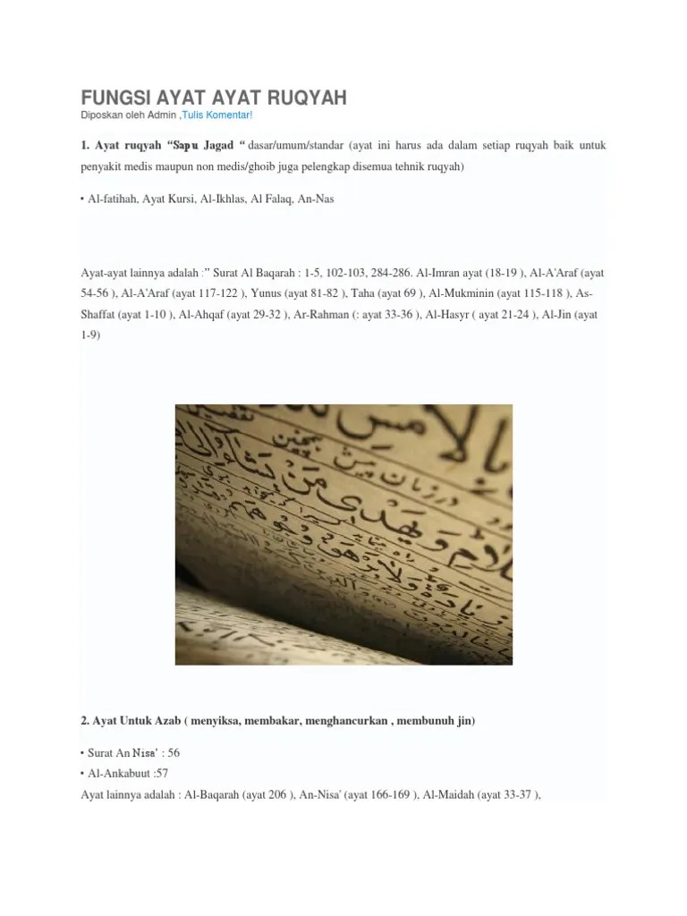 Fungsi Ayat Ayat Ruqyah | PDF