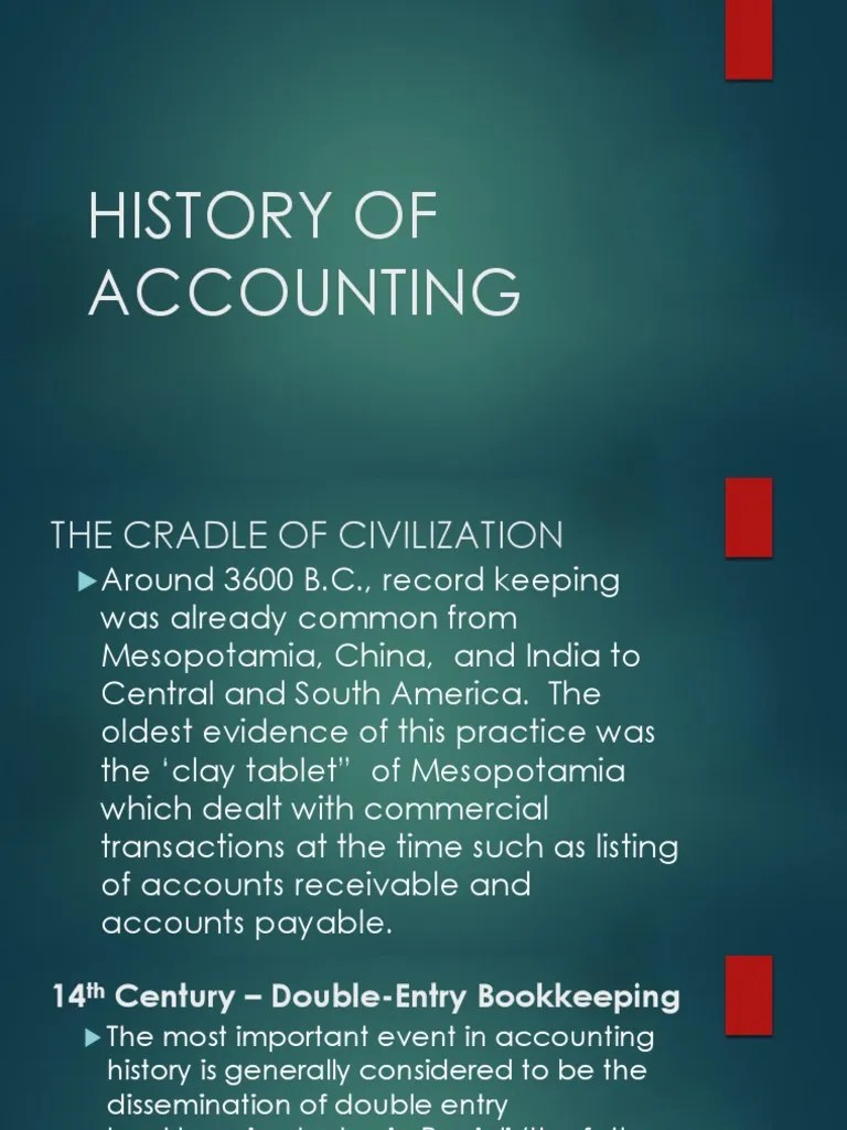 History of Accounting PDF Accounting Service Industries