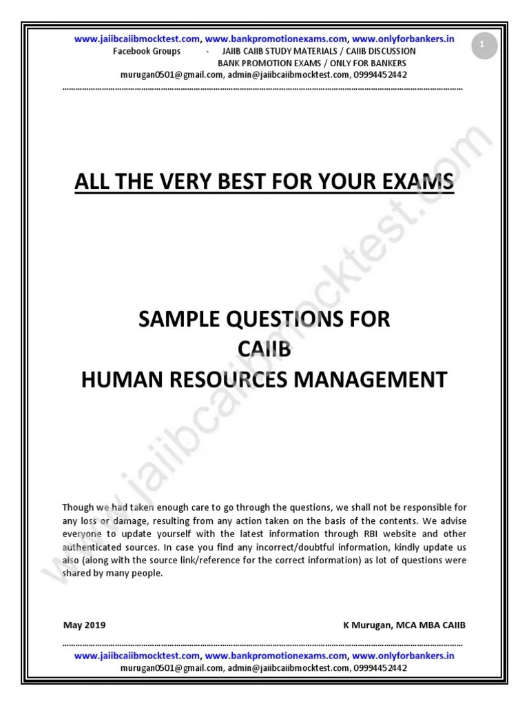 HRM Sample Questions by MuruganJune 19 Exams PDF PDF Human