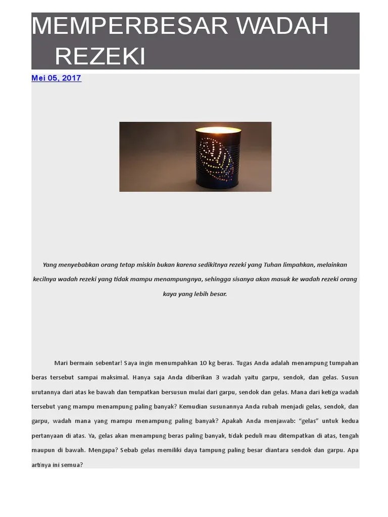 Memperbesar Wadah Rezeki | PDF
