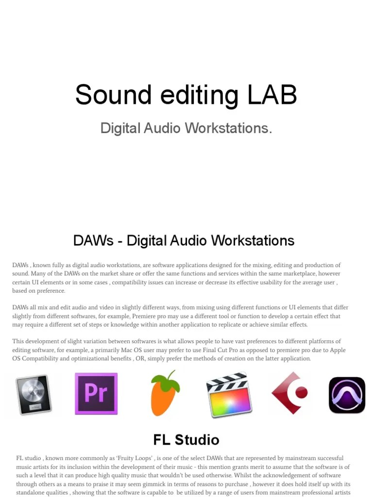 Sound Editing LAB Digital Audio Workstations PDF Operating System