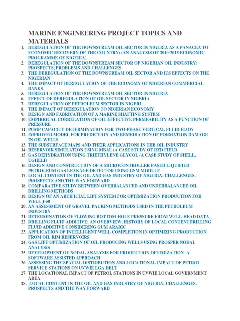Marine Engineering Project Topics and Materials Oil Well Marine