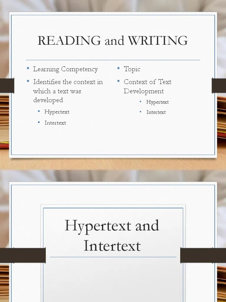 c4l1 Hypertext and Intertext Intertextuality