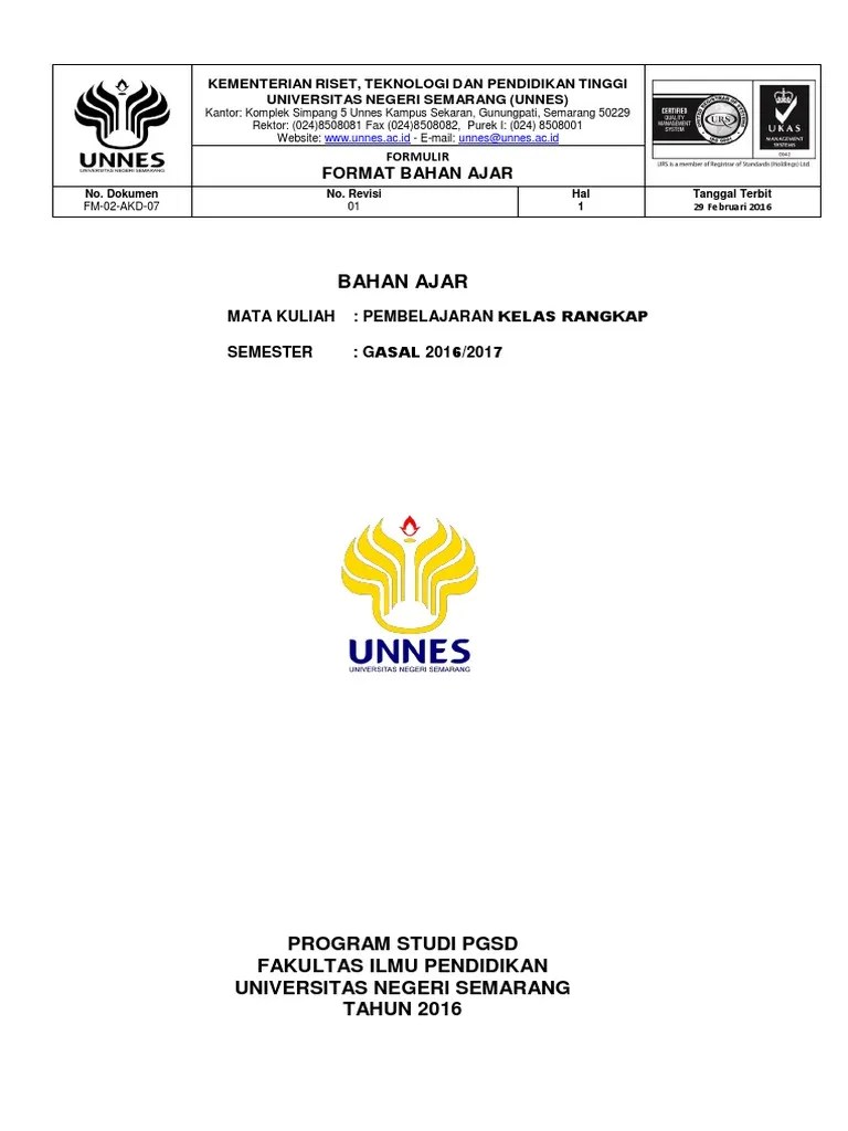Bahan Ajar Pembelajaran Kelas Rangkap | PDF