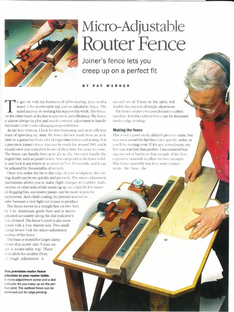 Micro Adjustable Router Fence Plan Download Free PDF Building